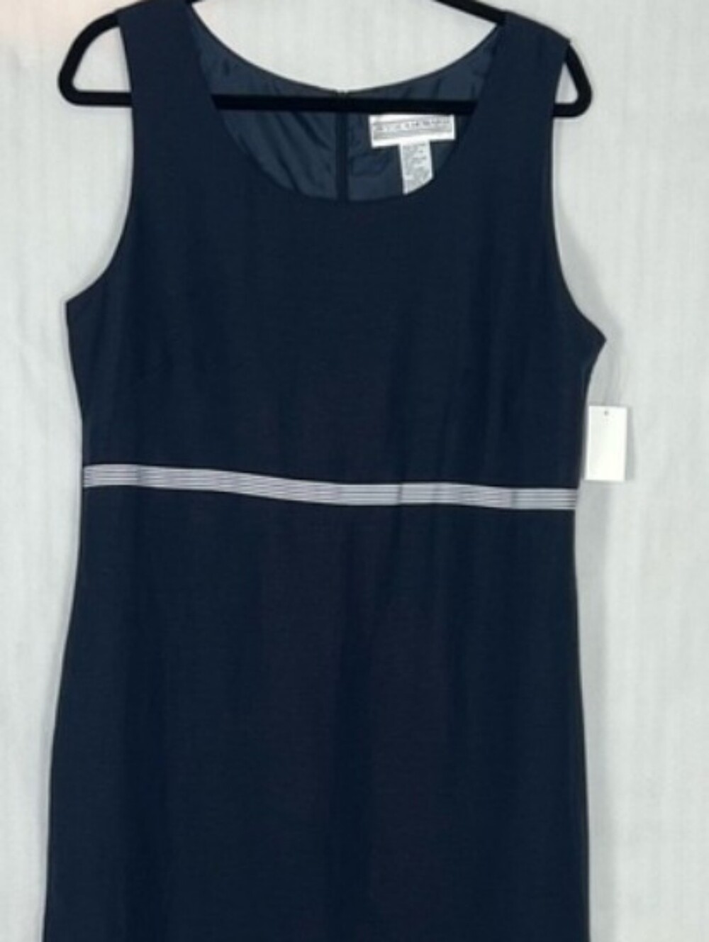 Jessica Howard Maxi Blue Linen Blend Dress Sleeveless White Empire Waist 14👍